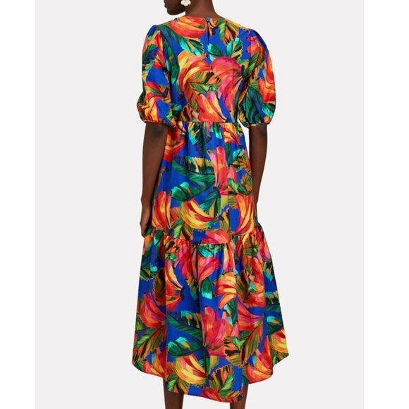 NWT Farm Rio Banana Mix Tiered Midi Dress - Picture 4 of 11